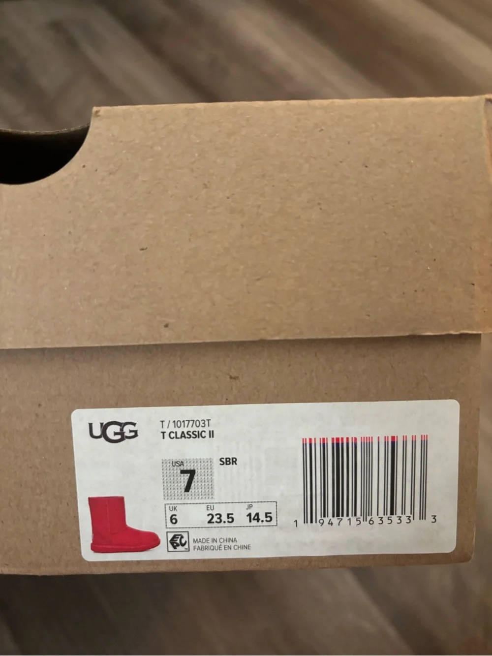UGG Kids Red Suede Classic Short Boots